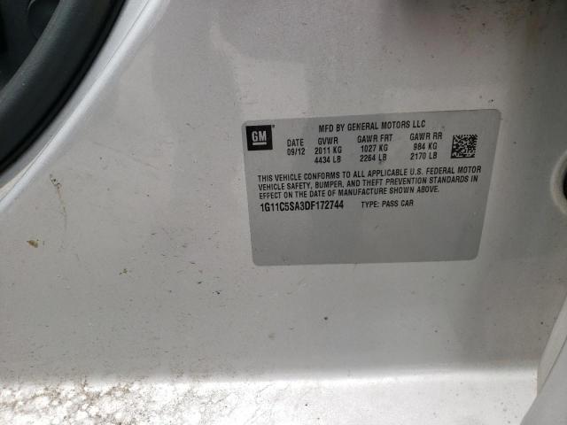 1G11C5SA3DF172744 - 2013 CHEVROLET MALIBU 1LT 银色 照片 12