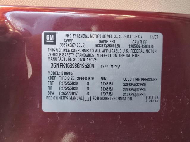 3GNFK16398G195204 - 2008 CHEVROLET SUBURBAN K1500 LS BURGUNDY photo 13