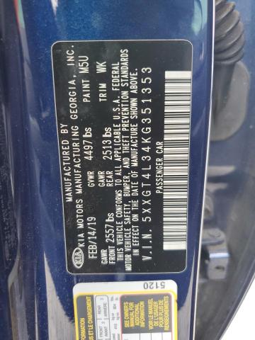 5XXGT4L34KG351353 - 2019 KIA OPTIMA LX BLUE photo 12