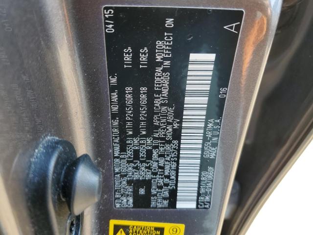 5TDJKRFH6FS157358 - 2015 TOYOTA HIGHLANDER XLE ნაცრისფერი ფოტო 13