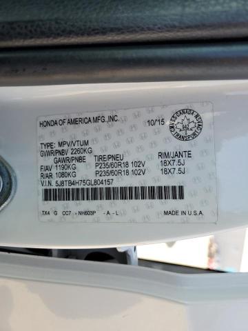 5J8TB4H75GL804157 - 2016 ACURA RDX ADVANCE WHITE photo 13