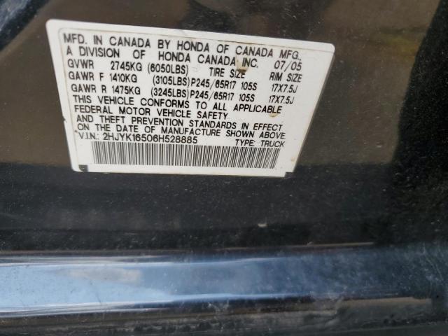 2HJYK16506H528885 - 2006 HONDA RIDGELINE RTL BLACK photo 12