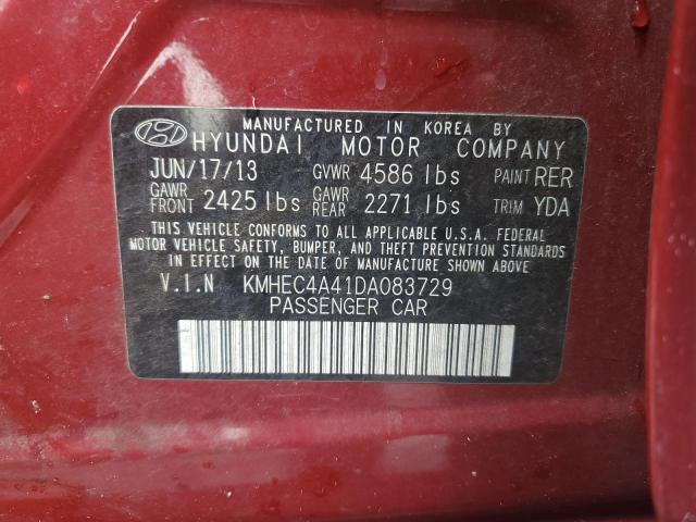 KMHEC4A41DA083729 - 2013 HYUNDAI SONATA HYBRID RED photo 12