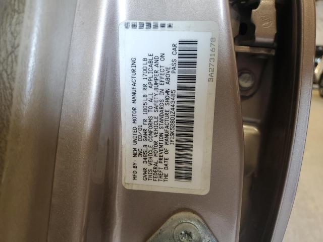 1Y1SK52801Z443485 - 2001 CHEVROLET GEO PRIZM BASE TAN photo 12