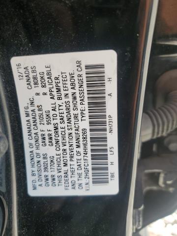 2HGFC1F74HH638269 - 2017 HONDA CIVIC EXL შავი ფოტო 13