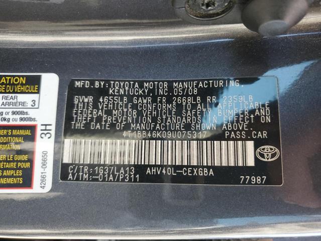 4T1BB46K09U075317 - 2009 TOYOTA CAMRY HYBRID CHARCOAL photo 13