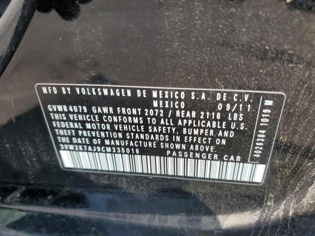 3VW2K7AJ9CM335016 - 2012 VOLKSWAGEN JETTA BASE Qara foto 12