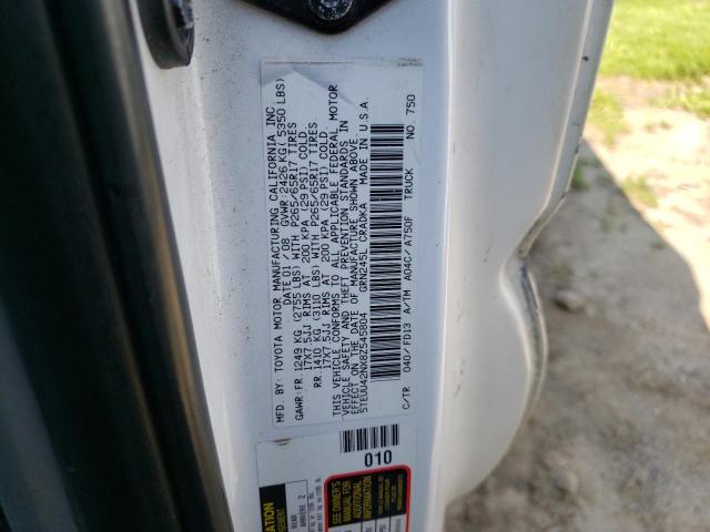 5TEUU42NX8Z545804 - 2008 TOYOTA TACOMA ACCESS CAB თეთრი ფოტო 13