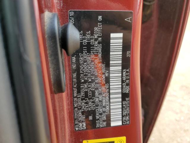 5TDKK3EH9AS016165 - 2010 TOYOTA HIGHLANDER SE MAROON photo 13