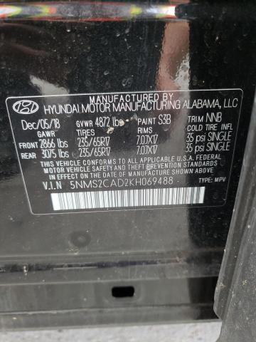 5NMS2CAD2KH069488 - 2019 HYUNDAI SANTA FE SE CHARCOAL photo 10