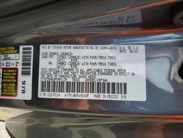 3TYSZ5AN2NT091139 - 2022 TOYOTA TACOMA ACCESS CAB ნაცრისფერი ფოტო 12