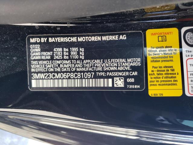 3MW23CM06P8C81097 - 2023 BMW 230I BLACK photo 12