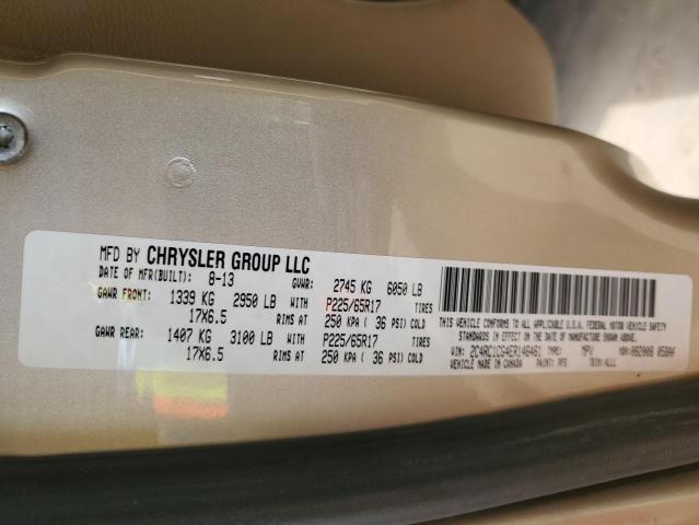 2C4RC1CG4ER146461 - 2014 CHRYSLER TOWN & COU TOURING L GOLD photo 13