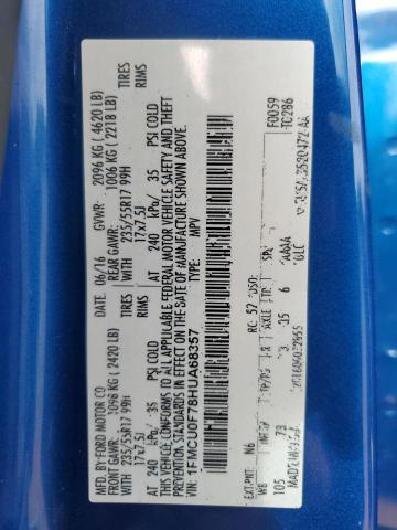 1FMCU0F78HUA68357 - 2017 FORD ESCAPE S BLUE photo 13