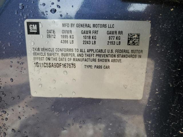 1G11C5SA9DF167676 - 2013 CHEVROLET MALIBU 1LT 蓝色 照片 12