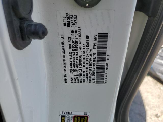 5FNRL6H98KB043770 - 2019 HONDA ODYSSEY ELITE Blanco foto 14