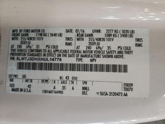 5LMTJ3DHXHUL14778 - 2017 LINCOLN MKC RESERVE WHITE photo 12