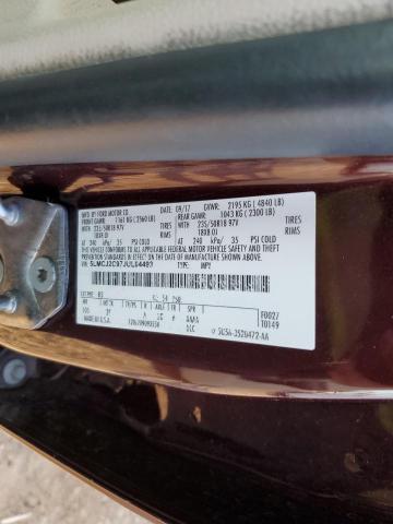 5LMCJ2C97JUL04493 - 2018 LINCOLN MKC SELECT 勃艮第红 照片 10