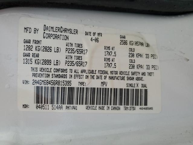 2A4GM68456R815395 - 2006 CHRYSLER PACIFICA TOURING WHITE photo 13