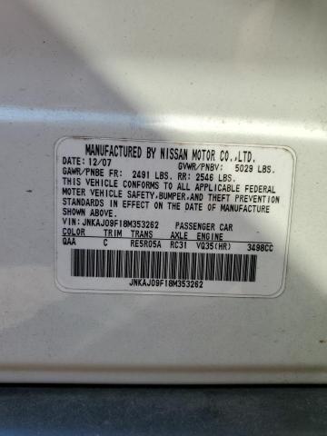 JNKAJ09F18M353262 - 2008 INFINITI EX35 BASE Սպիտակ լուսանկար 14
