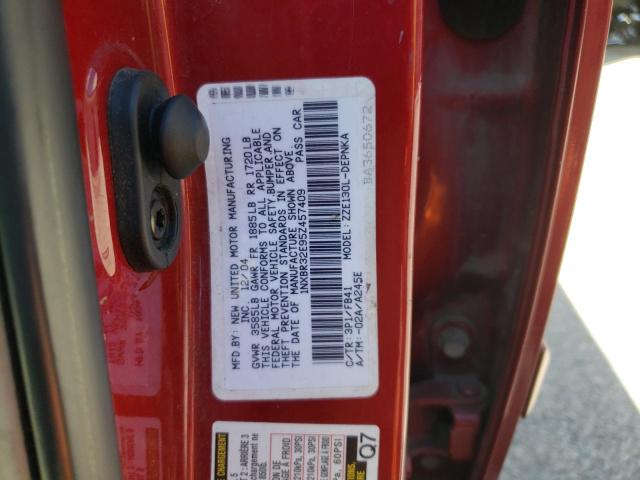 1NXBR32E95Z457409 - 2005 TOYOTA COROLLA CE RED photo 12