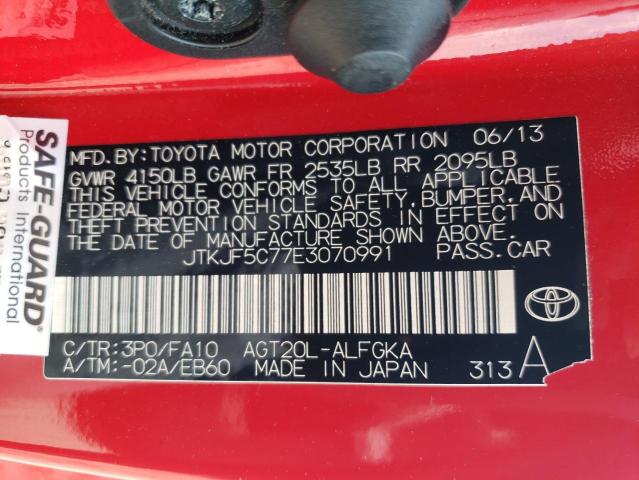 JTKJF5C77E3070991 - 2014 TOYOTA SCION TC 红色 照片 12