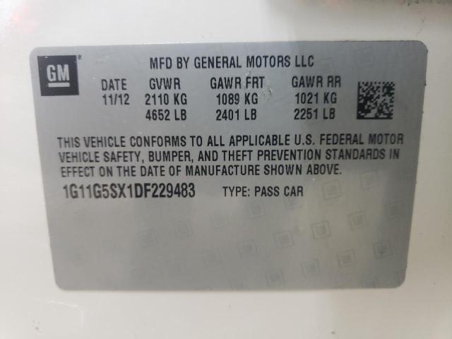 1G11G5SX1DF229483 - 2013 CHEVROLET MALIBU 3LT 奶油色 照片 12