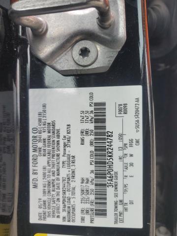 3FA6P0HD5KR244782 - 2019 FORD FUSION SE 黑色 照片 12