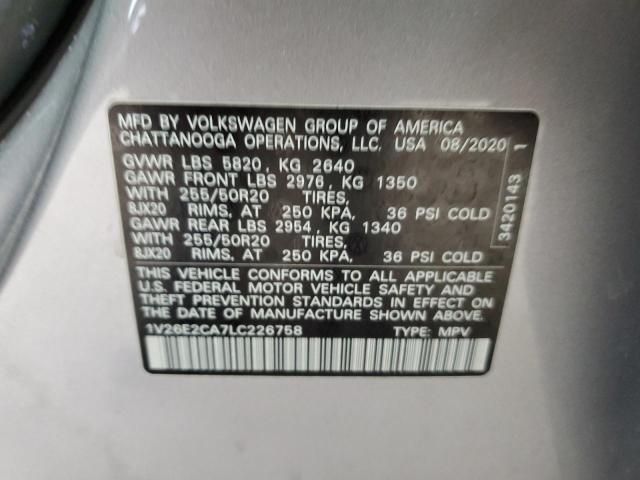1V26E2CA7LC226758 - 2020 VOLKSWAGEN ATLAS CROS SE SILVER photo 13