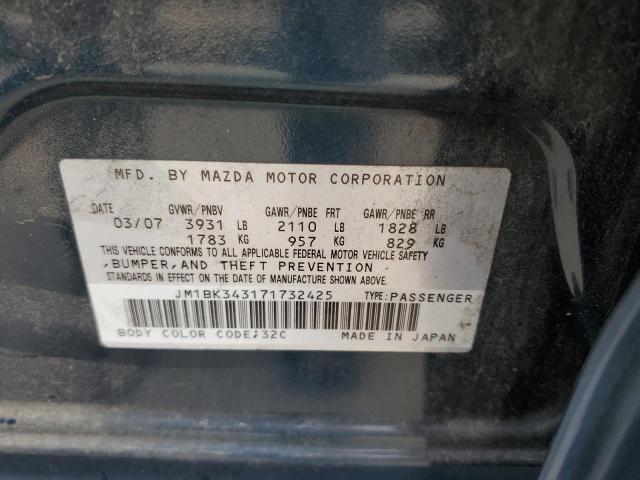 JM1BK343171732425 - 2007 MAZDA 3 HATCHBACK BLUE photo 12