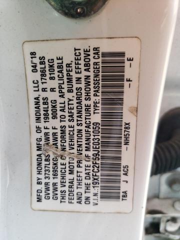 19XFC2F59JE031059 - 2018 HONDA CIVIC LX 白色 照片 12