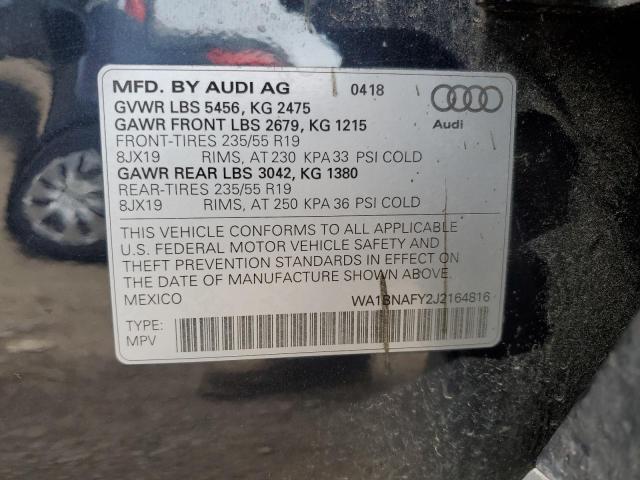 WA1BNAFY2J2164816 - 2018 AUDI Q5 PREMIUM PLUS Синий фото 12