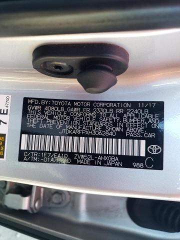 JTDKARFPXH3062840 - 2017 TOYOTA PRIUS PRIM 银色 照片 13