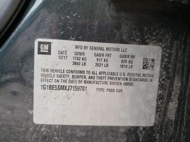 1G1BE5SMXJ7159701 - 2018 CHEVROLET CRUZE LT 灰色 照片 12