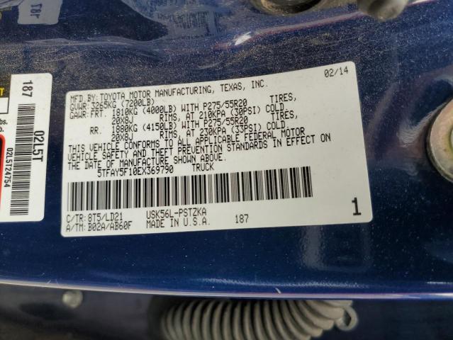5TFAY5F10EX369790 - 2014 TOYOTA TUNDRA CREWMAX PLATINUM 蓝色 照片 12