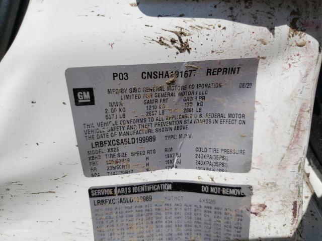 LRBFXCSA5LD199989 - 2020 BUICK ENVISION ESSENCE WHITE photo 12