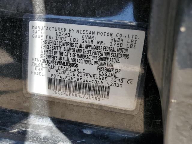 3N1CN8EV8ML836958 - 2021 NISSAN VERSA SV BLACK photo 12