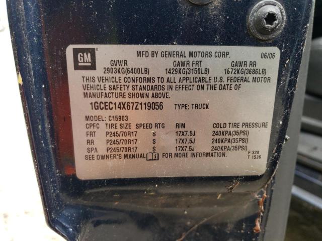 1GCEC14X67Z119056 - 2007 CHEVROLET SILVERADO C1500 CLASSIC Mavi foto 12