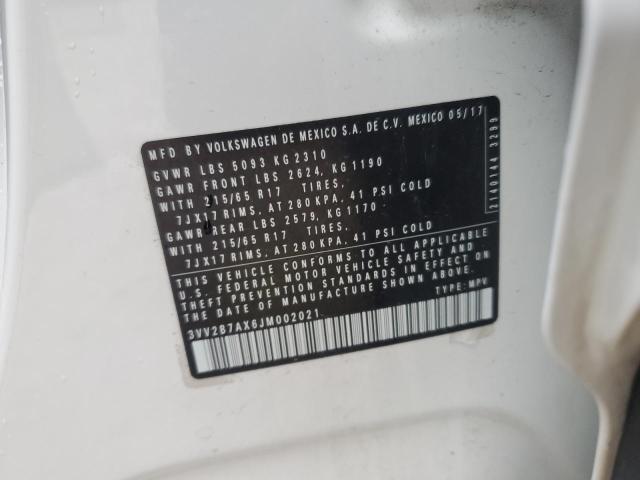 3VV2B7AX6JM002021 - 2018 VOLKSWAGEN TIGUAN SE Ağ foto 13