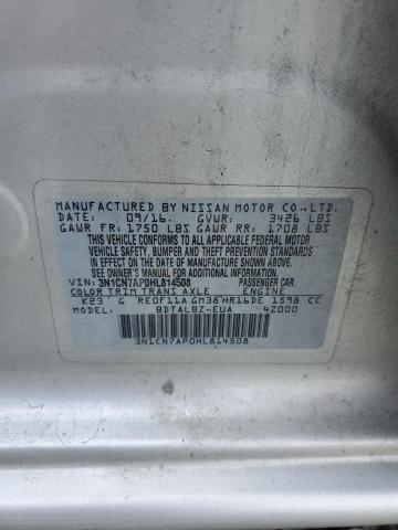 3N1CN7AP0HL814508 - 2017 NISSAN VERSA S SILVER photo 12