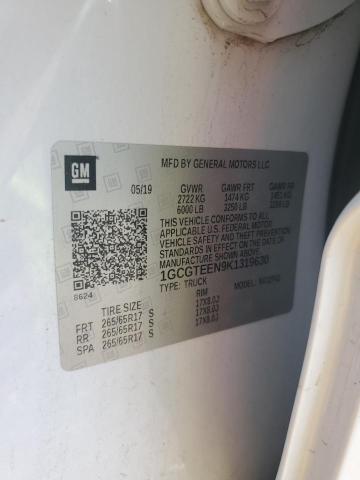 1GCGTEEN9K1319630 - 2019 CHEVROLET COLORADO ZR2 WHITE photo 12