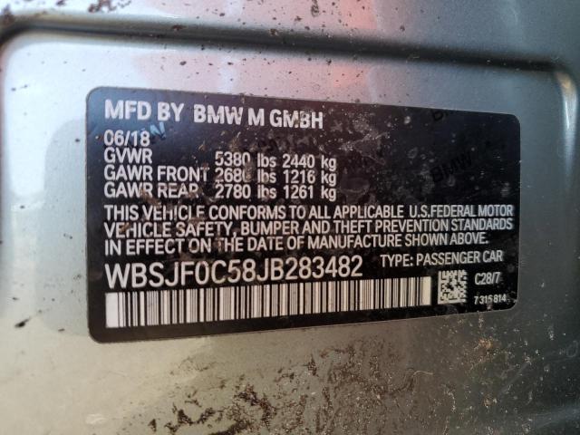 WBSJF0C58JB283482 - 2018 BMW M5 GRAY photo 12