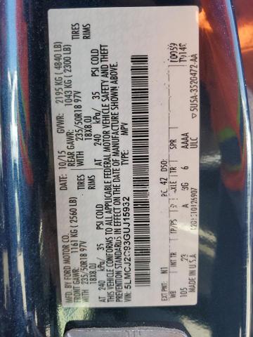 5LMCJ2C93GUJ15932 - 2016 LINCOLN MKC SELECT 蓝色 照片 12