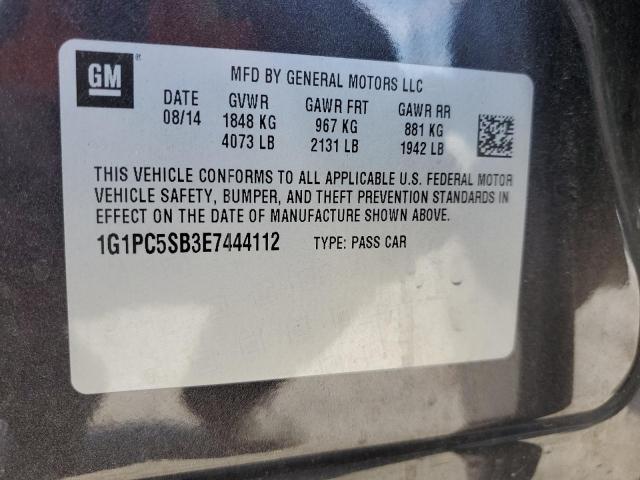 1G1PC5SB3E7444112 - 2014 CHEVROLET CRUZE LT CHARCOAL photo 13