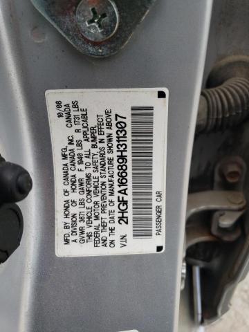 2HGFA16689H311307 - 2009 HONDA CIVIC LX-S ვერცხლისფერი ფოტო 12