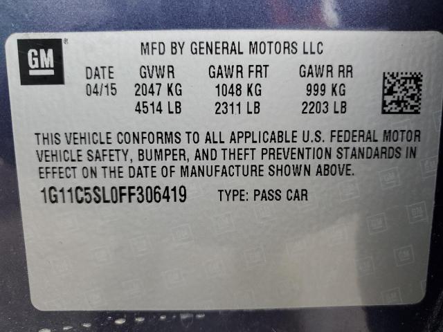 1G11C5SL0FF306419 - 2015 CHEVROLET MALIBU 1LT BLUE photo 12