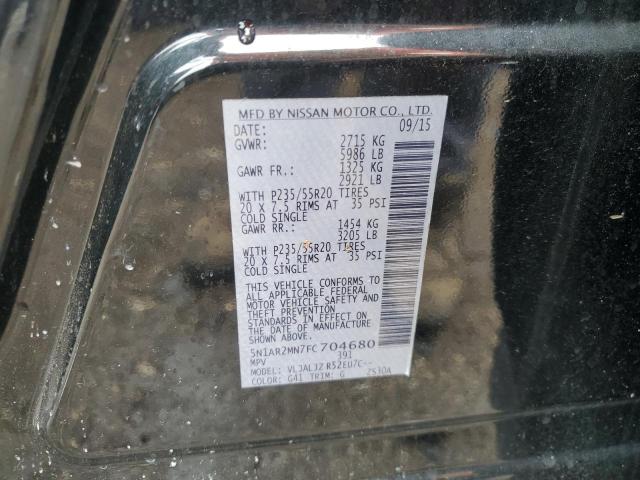 5N1AR2MN7FC704680 - 2015 NISSAN PATHFINDER S BLACK photo 12