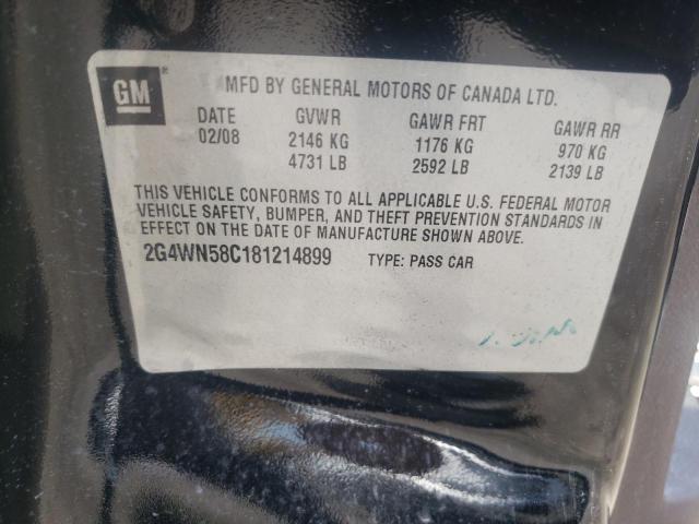 2G4WN58C181214899 - 2008 BUICK LACROSSE SUPER SERIES BLACK photo 12