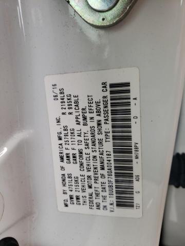 19UUB3F76GA004187 - 2016 ACURA TLX ADVANCE WHITE photo 12