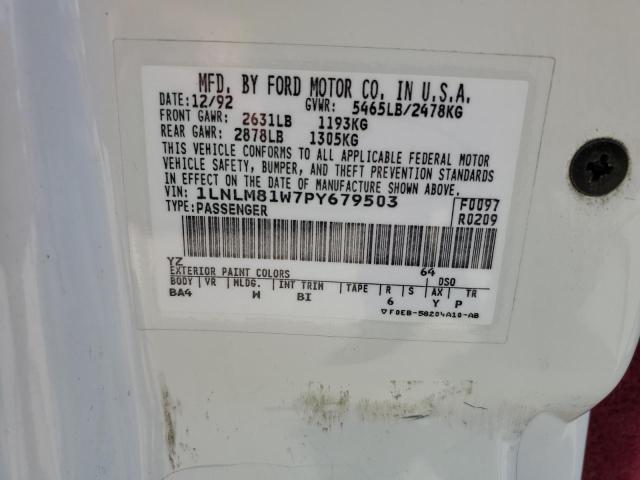 1LNLM81W7PY679503 - 1993 LINCOLN TOWN CAR EXECUTIVE Weiß Foto 12